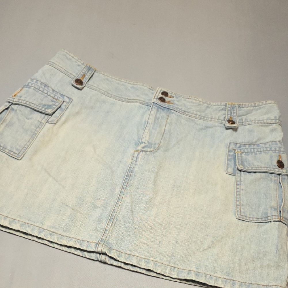 Old Navy Light Blue Denim Cargo Short Skirt 16 Cotton Plus Size